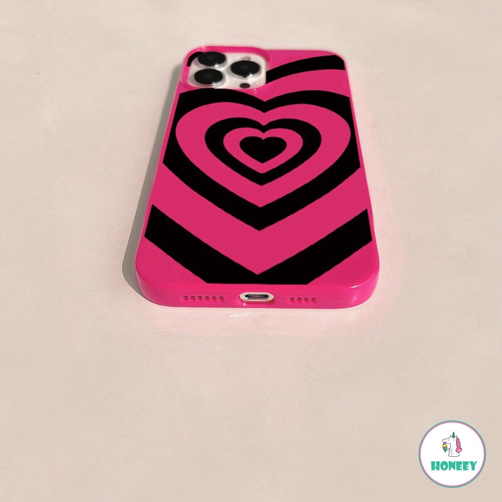 IPHONE Casing Ponsel Gradiasi Pink Love Heart Untuk Iphone14 13 12 11 Pro Max XS X XR 7 8 Plus Cover Pelindung Bumper Silikon Lembut