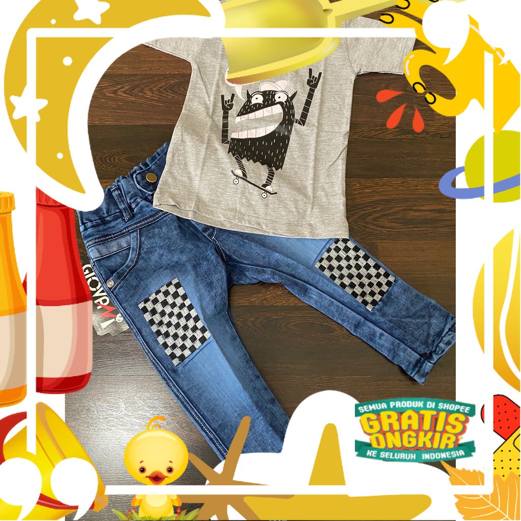 Celana jeans stelan anak laki laki 6bulan - 7 tahun/ Lucu kado Ultah