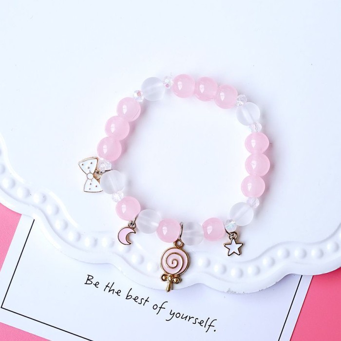 Gelang Pearl Anak Premium Melody Pink Unicorn Cewek Cinnamoroll