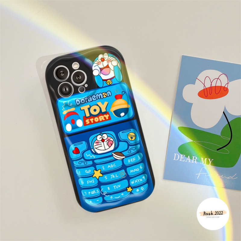 Cute Doraemon Losto Case OPPO A57 A16K A95 A17 A15 A12 A17K A76 A16 A5s A53 A55 A77 A52 A7 A77s A96 A1K A16s A3s A15s A54 A74 A12E A5 A9 A31 3D Wavy Curved Edge Glossy Couple Case