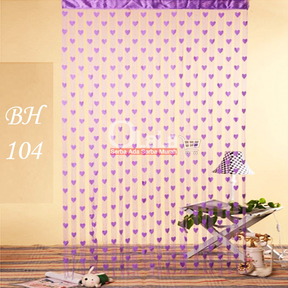 Tirai Benang Motif Love dan kupu-kupu / Tirai Pintu / Tirai Kamar Tidur - BH-104