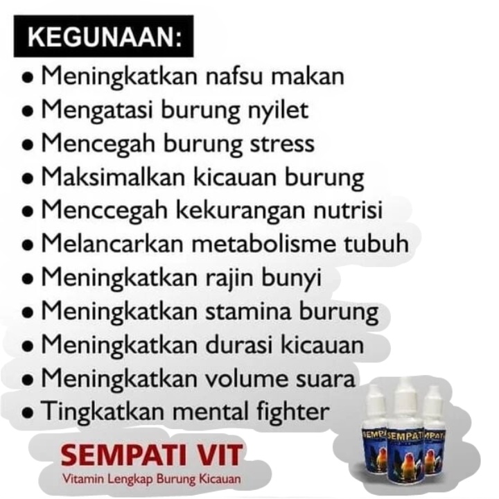 Sempati Vit Vitamin Burung Spontan Kicau Obat Peningkat Suara Stamina