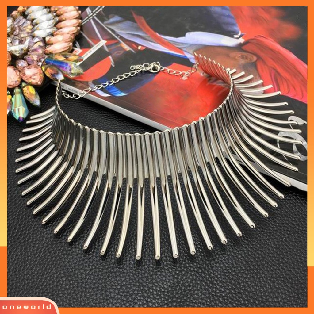 [ONE] Kalung Choker Bentuk Geometri Dekorasi Wanita Semua Cocok Choker Metal Tahan Lama Untuk Pesta Cocktail