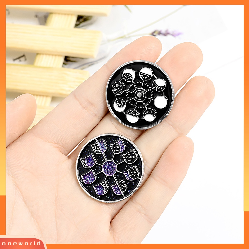 [ONE] Bros Pin Pola Fase Cina Aksesoris Perhiasan Alloy Fase Bulan Enamel Lencana Untuk Pakaian