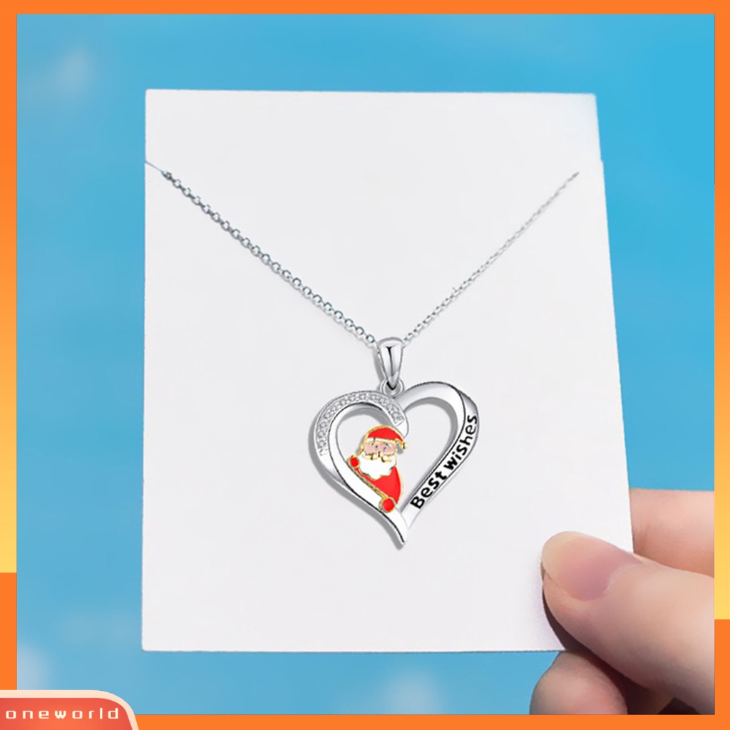 [ONE] Women Necklace Heart Shiny Kalung Liontin Huruf Berlian Imitasi Ringan Untuk Natal