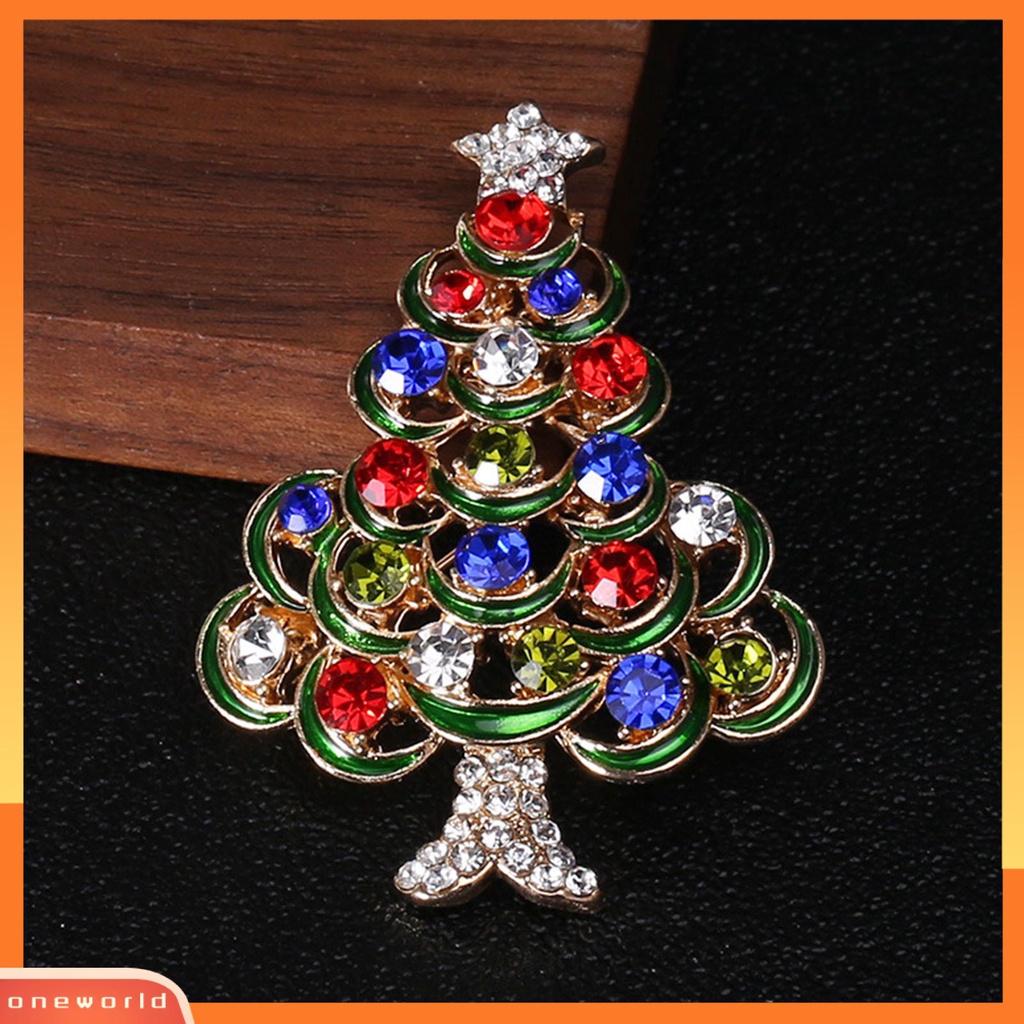 [ONE] Bros Berbentuk Pohon Natal Bahan Alloy Warna-Warni Jangka Panjang Memakai Pin Bros Untuk Baju