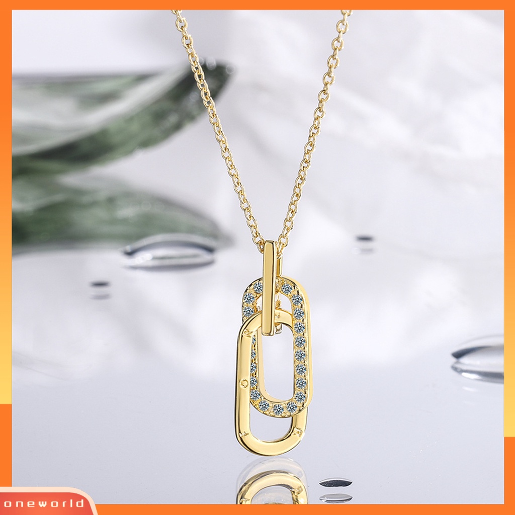 [ONE] Wanita Kalung Huruf Cincin Berlian Imitasi Perhiasan Berkilau Tahan Lama Liontin Kalung Untuk Pernikahan