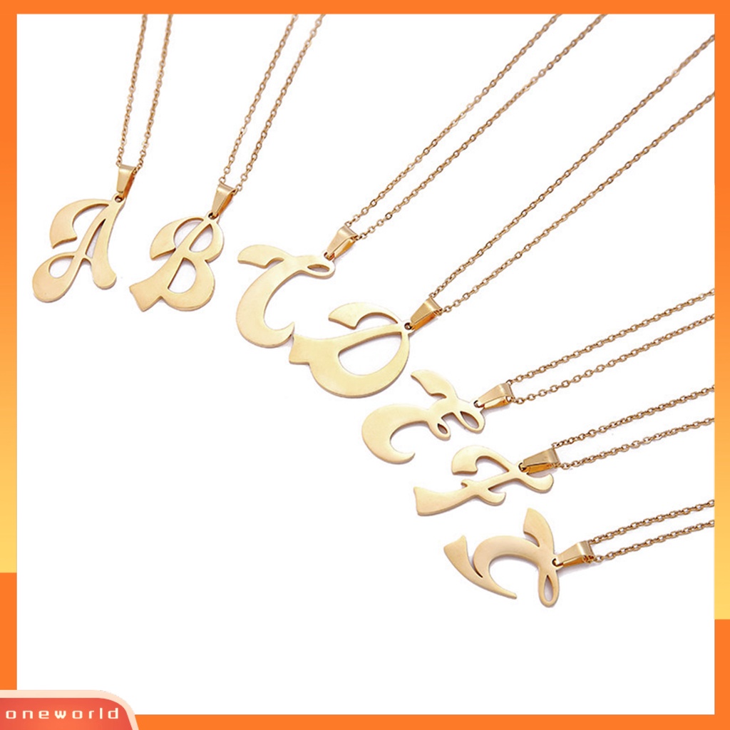 [ONE] Liontin Kalung Cursive 26huruf Perhiasan Simple Bright Luster Kalung Pasangan Untuk Pakaian Sehari-Hari