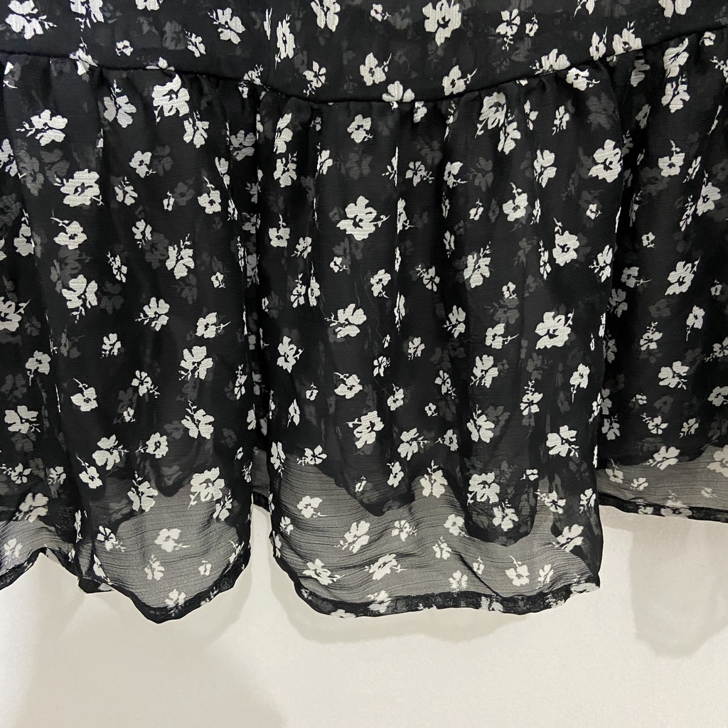 H&amp;M Rok Sifon Hitam Panjang Floral Bunga ORIGINAL