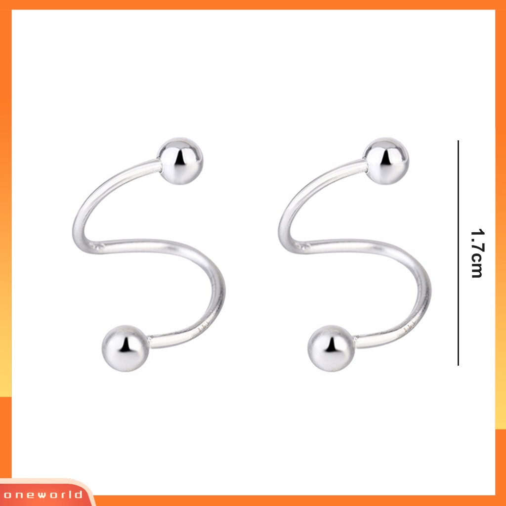 [ONE] 1pasang Ear Studs Round Beads Bintang Berujung Lima Tindik Mini Hadiah Lucu Hypoallergenic Spiral Cartilage Earrings Fashion Jewelry