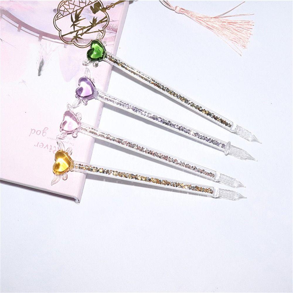 【 ELEGANT 】 Glass Pen Kaligrafi Multicolor Filling Ink Pen Tulisan Fountain Pen Pulpen Celup Kaca Vintage