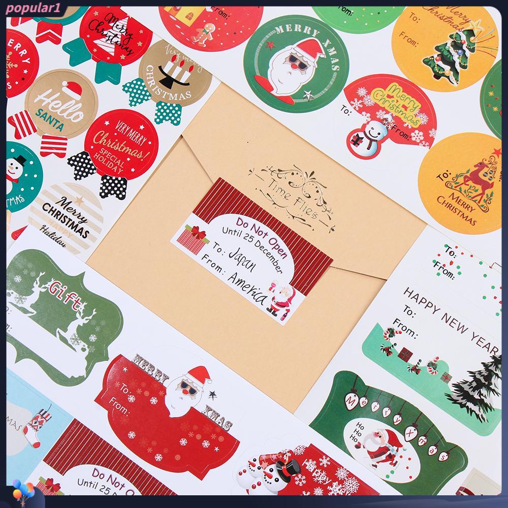 Populer 10lembar Kertas Hadiah Stiker DIY Sealing Biskuit Paket Self Adhesive Xmas Ornament