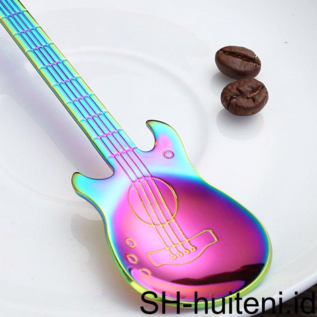 Sendok Gitar Kartun Stainless Susu Kopi Cream Sendok Teh Es Permen Dessert Untuk Bar Rumah