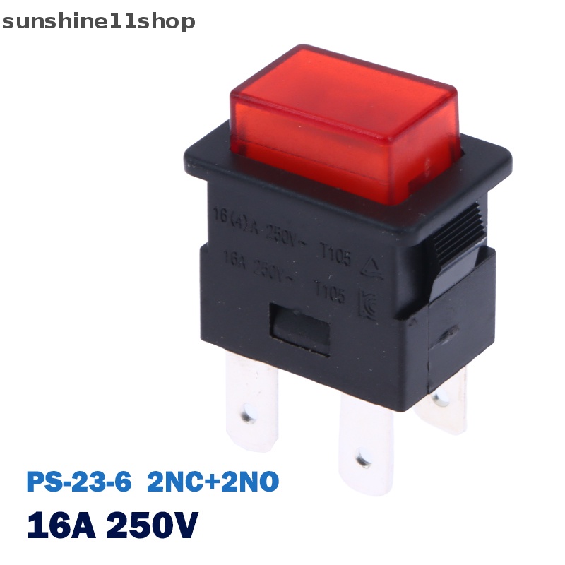 Sho 16A 4pin Dikunci Tombol Tekan Rocker Switch Listrik Dengan Lampu LED Merah Pemanas Saklar Sentuh 250V PS-23-16 N