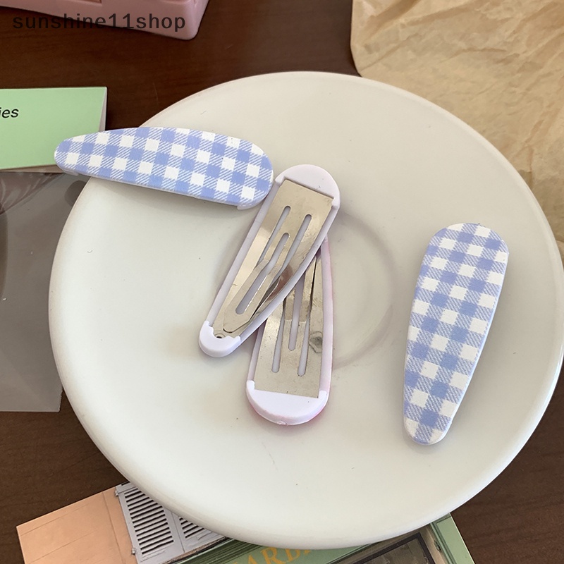 Sho 2pcs Kroean Elegan Kotak-Kotak Jepit Rambut Hairgrip Hair Clip Untuk Anak Perempuan Wanita Anak Kepiting Vintage Untuk Hadiah Aksesoris Rambut N