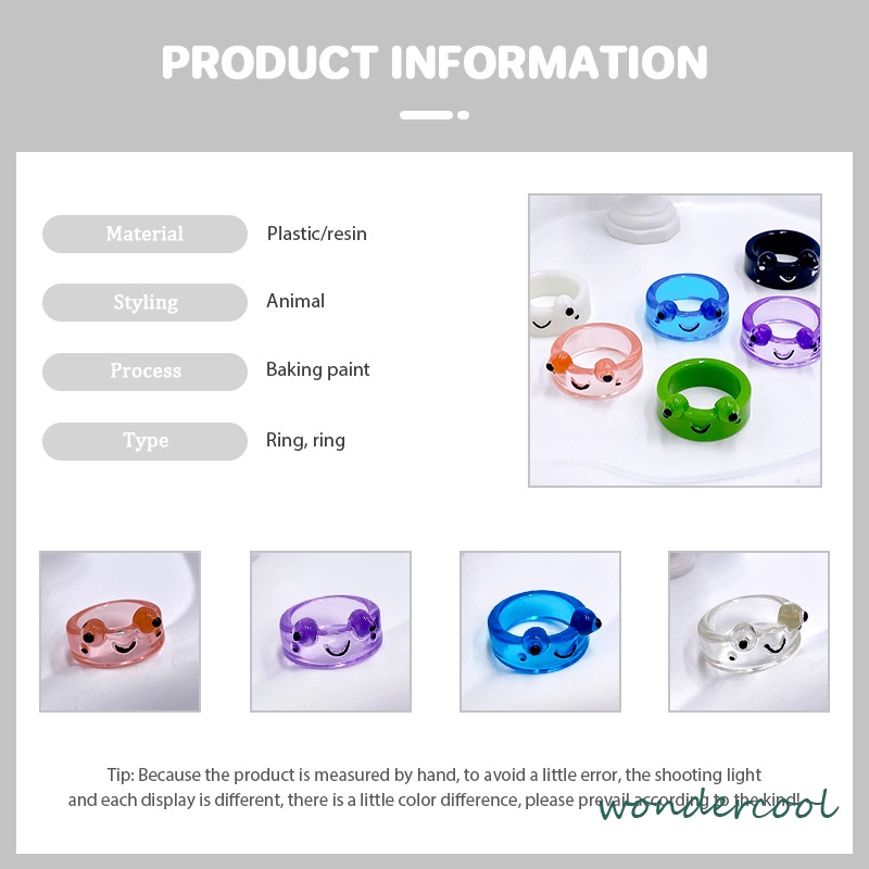 Katak Resin Cincin Warna-warni Kepribadian Hewan Kartun Cincin Jari Lucu-Won