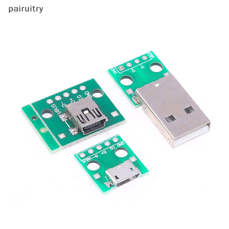 Prt 5Pcs Micro Mini USB USB B Male USB 2.0 3.0 Female USB B Connector Interface Ke 2.54mm DIP PCB Converter Adapter Breakout Board PRT