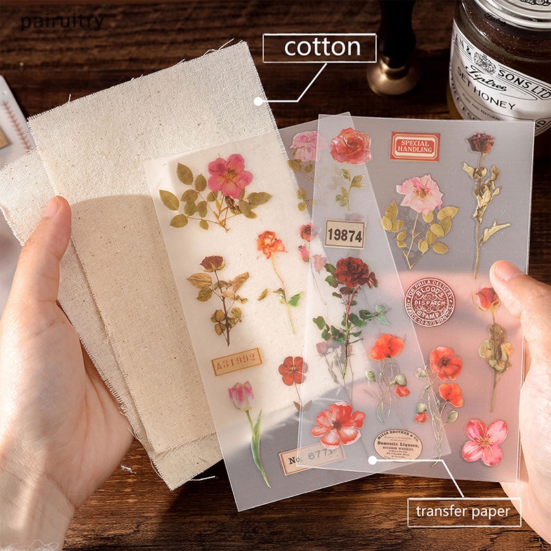 Prt 1set Vintage Rub On Transfers Plant Stiker Bunga Dekorasi Stiker Untuk Kerajinan Kain Jurnal Dairy Scrapbooking Planners PRT