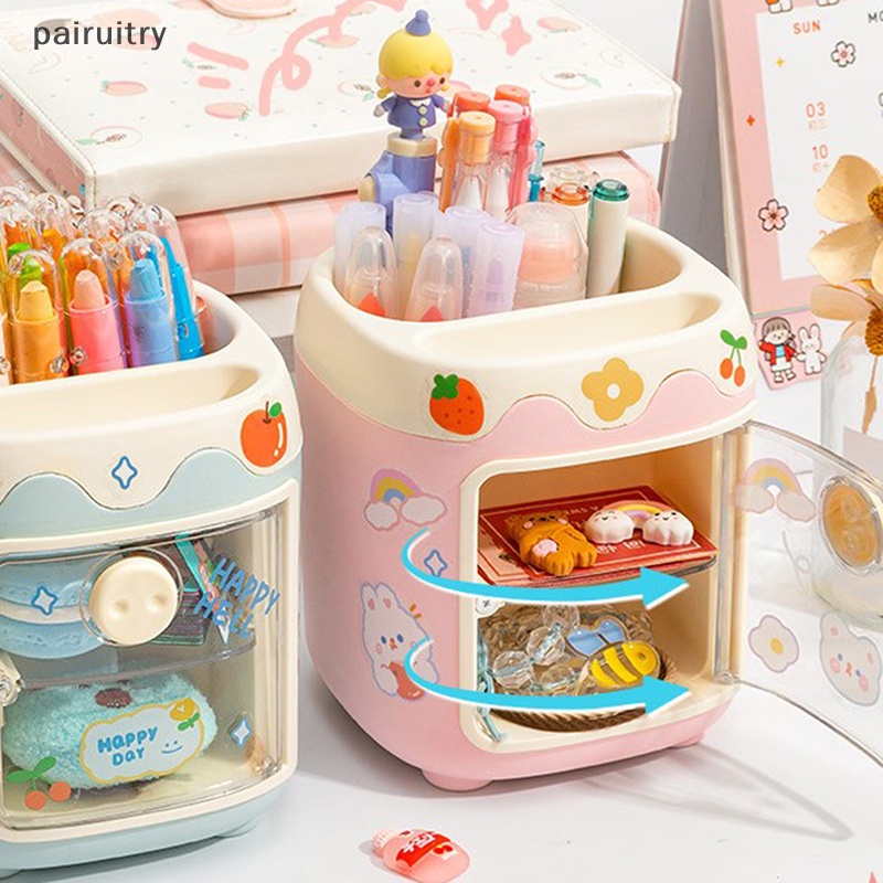 Prt Kawaii Kotak Penyimpanan Babi Kapasitas Besar Tempat Pulpen Kamar Tidur Kamar Mandi Kotak Organizer Alat Tulis Kantor Sekolah Makeup Brush Bucket PRT