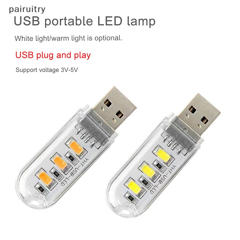 Prt Mini Portable USB 3lampu LED Daya 5V 3000K-7000K Lampu Malam Untuk Laptop Handphone PRT