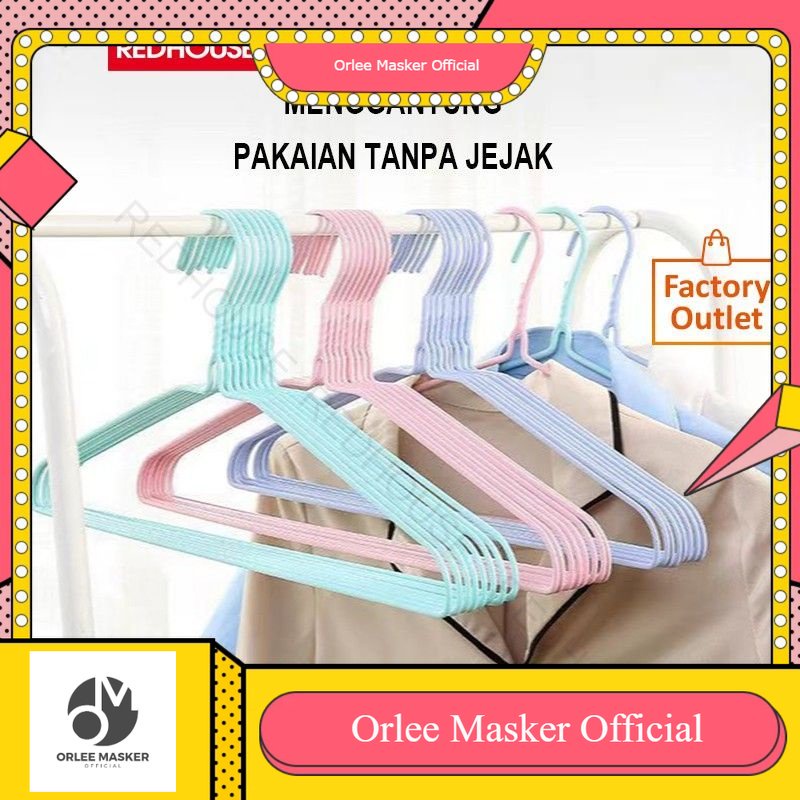 HANGER KAWAT TEBAL ANAK EKSKLUSIF redhouse 1 pak (10 pcs) / GANTUNGAN BAJU ANAK 1 PAK (10 PCS) KAWAT LAPIS PLASTIK (KODE 755) REDHOUSE