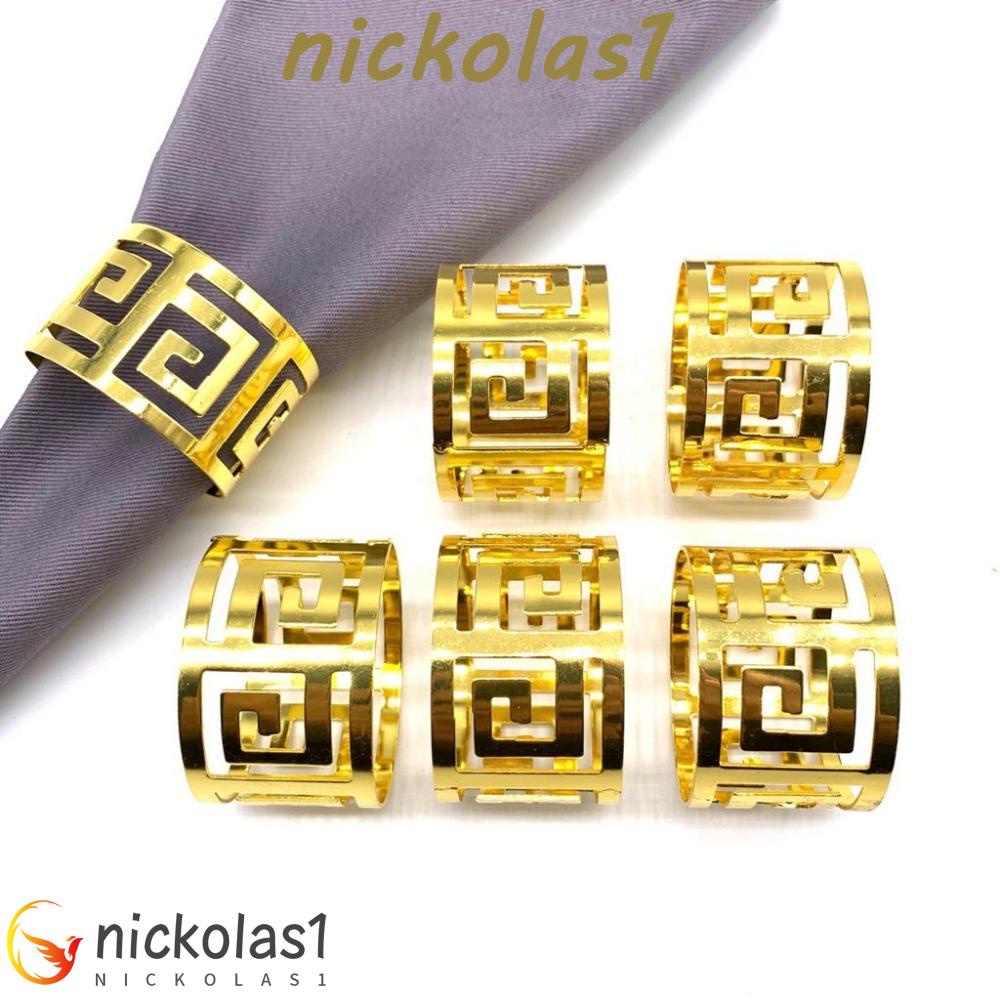 Nickolas1 Dekorasi Meja1/4 pcs Golden/Silvery Creative Napkin Buckle West Dinner Alloy Napkin Holder