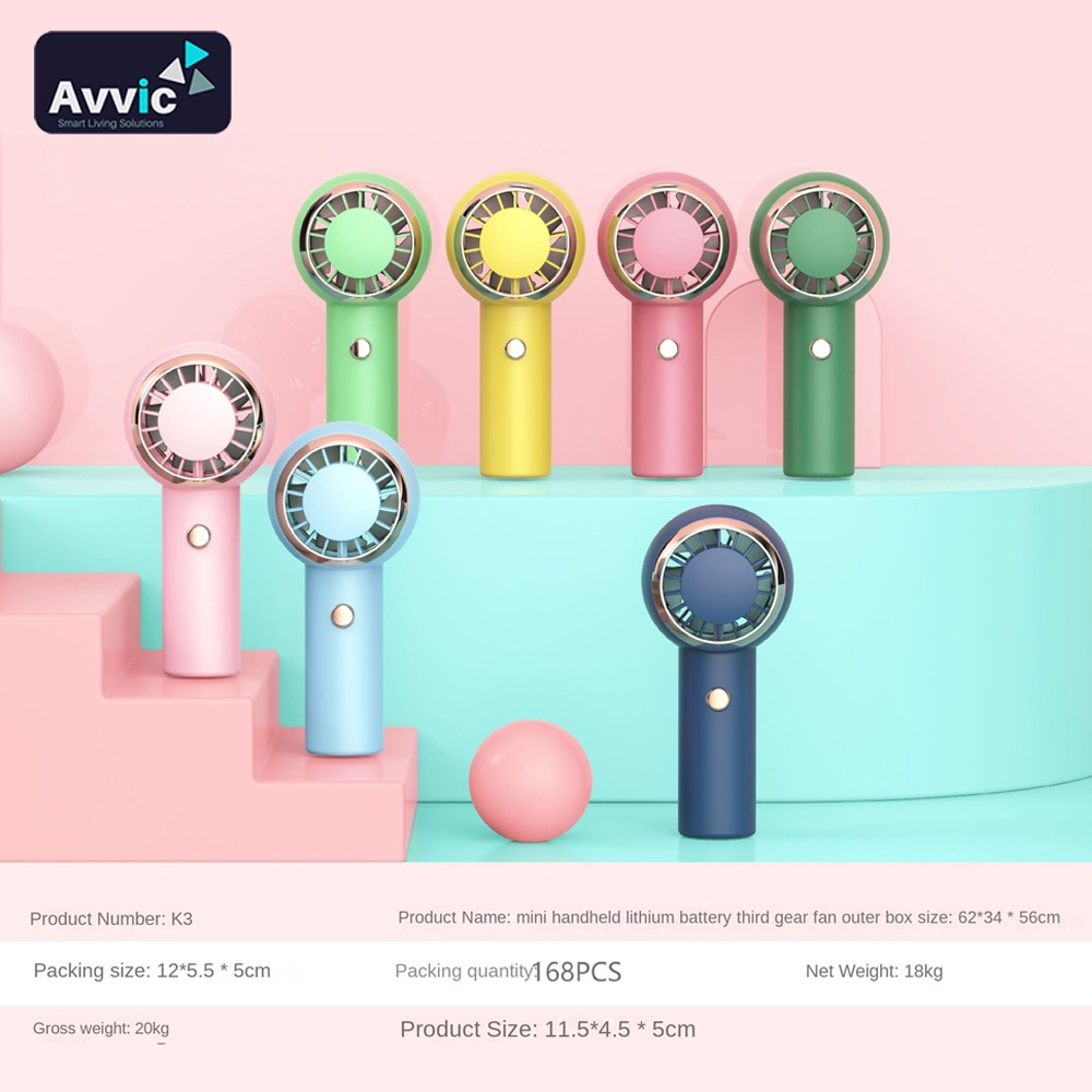 AVVIC Kipas Angin Genggam Mini K3 Portable Mini Handheld Fan USB Rechargeable