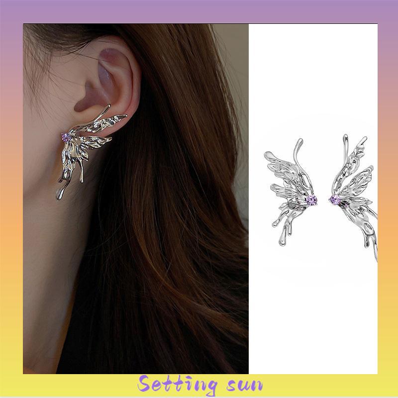 Anting Kupu-kupu Desain Zirkon Butterfly Anting Vintage Korea Gaya Untuk Wanita TN