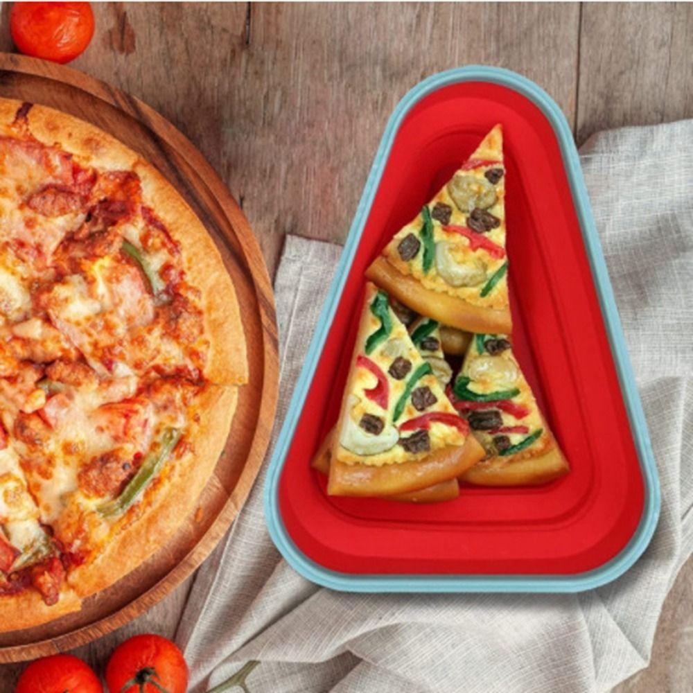 [Elegan] Wadah Penyimpanan Pizza Silikon 1Pcs Extendable Perlengkapan Dapur Segitiga Kotak Sandwich Lipat