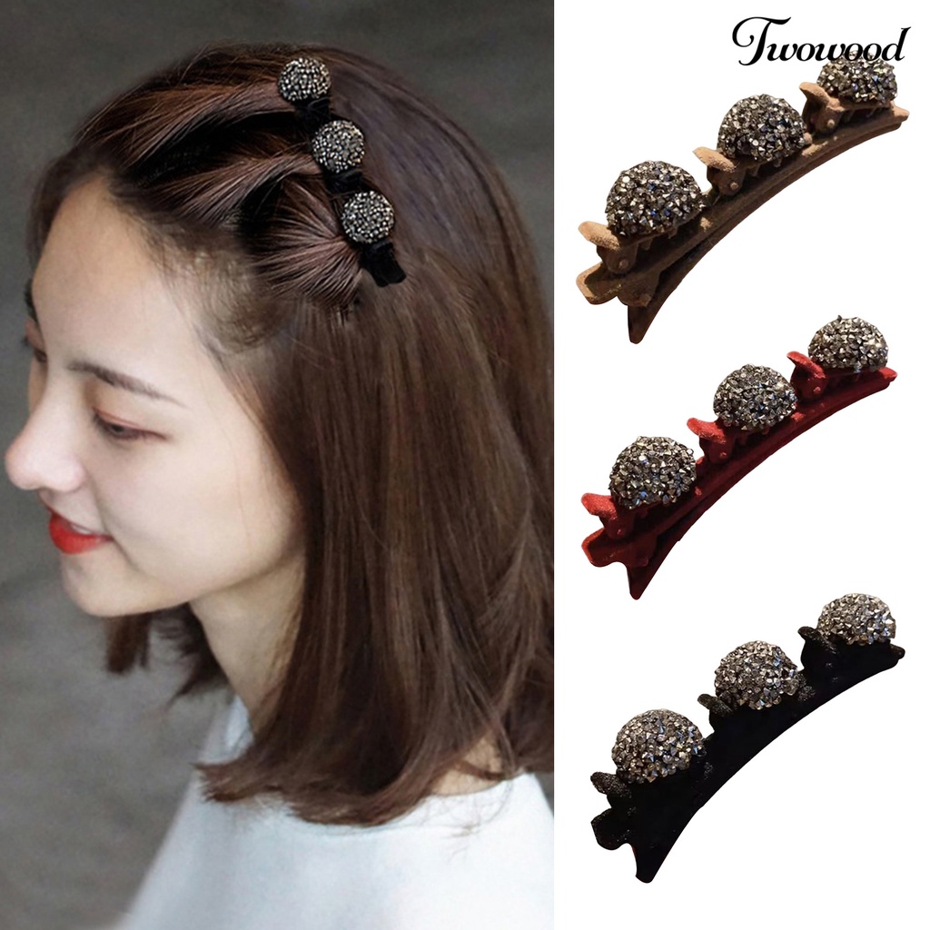 Twowood Berlian Imitasi Jantung Dekorasi Elegan Rambut Pin Serat Double Layer Jepit Rambut Hair Clip Aksesoris Rambut