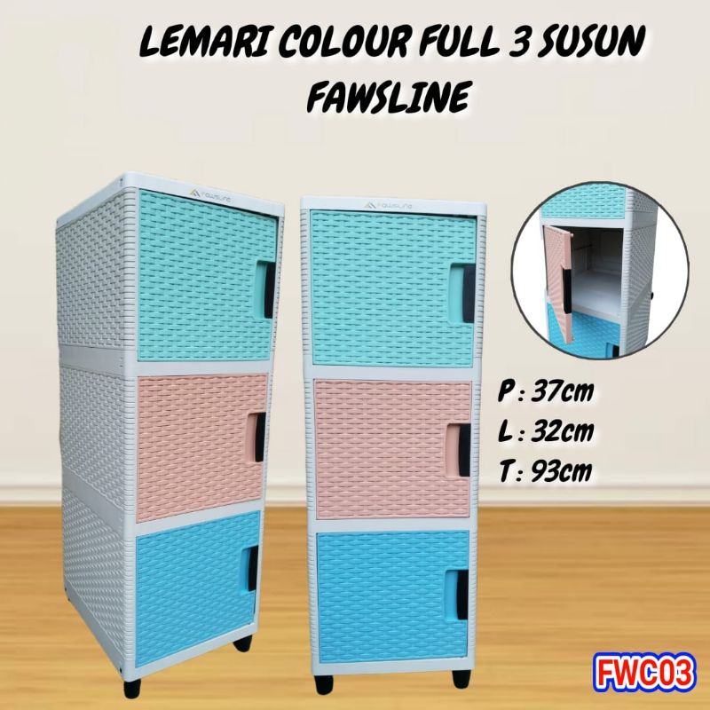 Lemari Pakaian Susun / Lemari Colour Full 3 Susun Fawsline