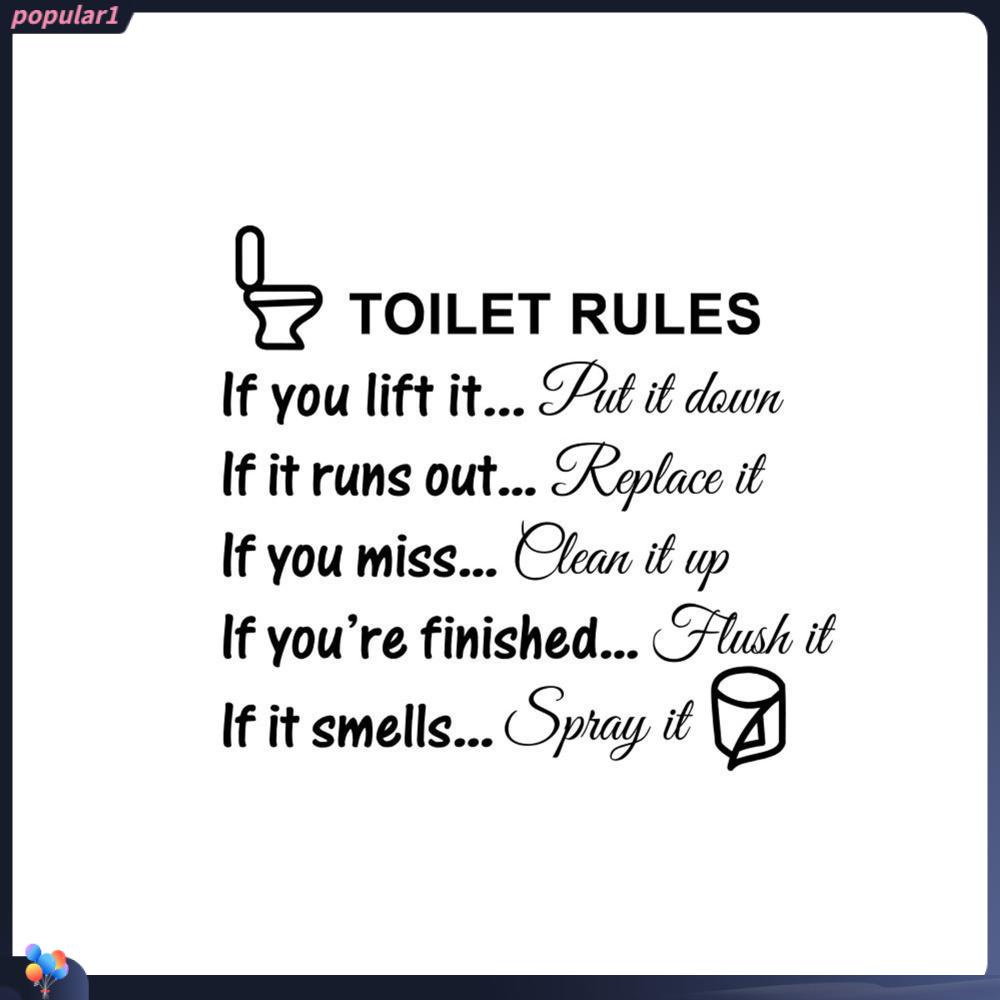 Populer 1/2PCS Stiker Dinding Pintu Aksesoris Quotes/ Kata Kata Peraturan Toilet Aturan Dapur WC Sign Dekorasi Rumah