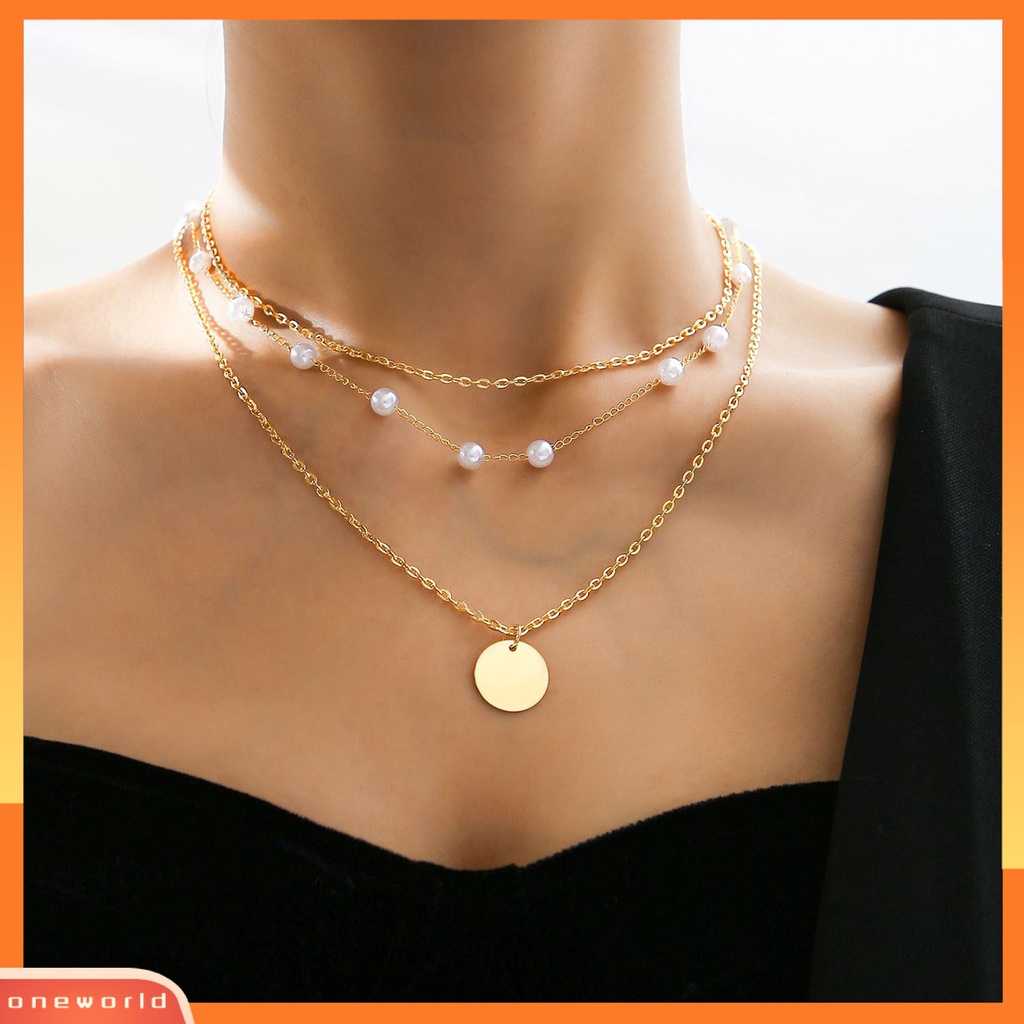 [ONE] 3 Pcs Ladies Necklaces Retro Electroplating Adjustable Extension Rantai Berlapis Emas Layering Necklaces Perhiasan Aksesori