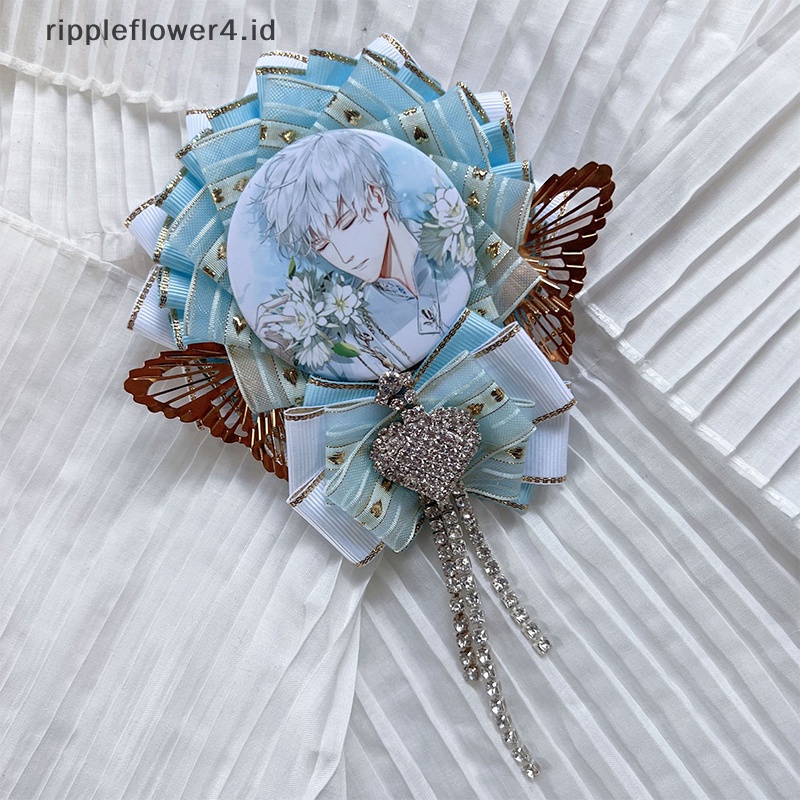 {rippleflower4.id} Anime Badge Holder Sweet Retro Design Dekorasi Aksesoris Pin Bros Lolita Pita Bunga Ransel Badge Holder Base Tray~