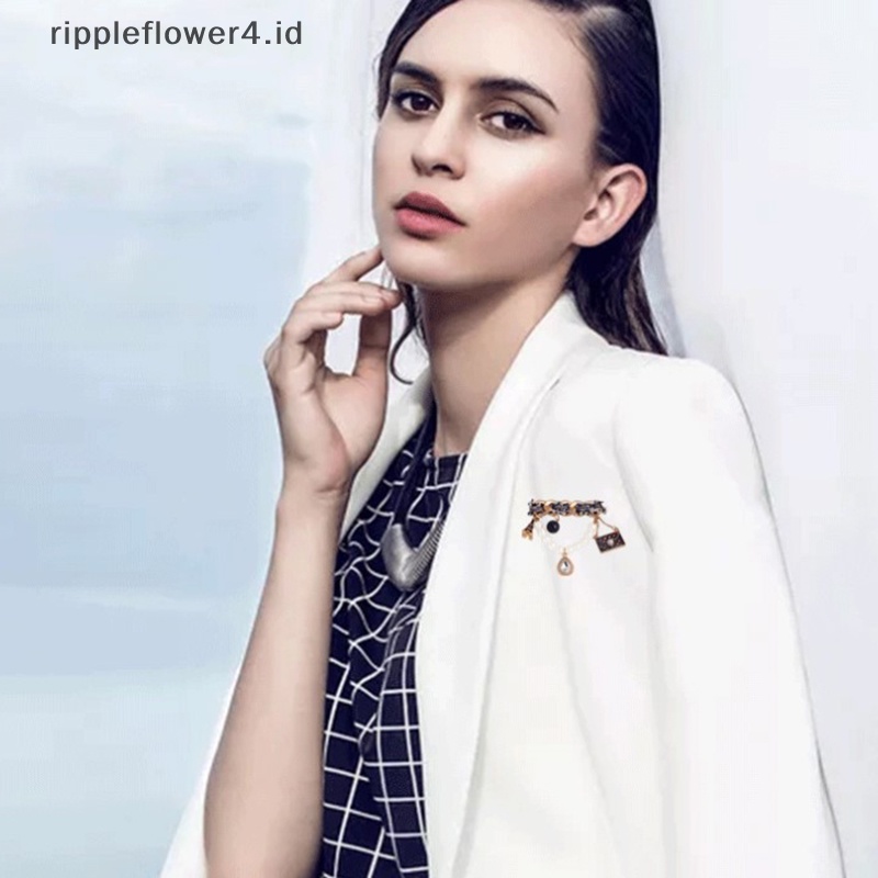 {rippleflower4.id} 1pc Bros Pewangi Aksesoris retro Wanita Mutiara Kristal Mewah Jaket pin  ~