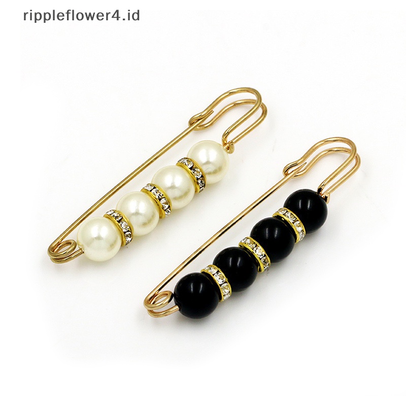 {rippleflower4.id} 10pcs Mutiara Bros Pengencang Pinggang Pin Anti-Cahaya Membuka Bawah Bros~