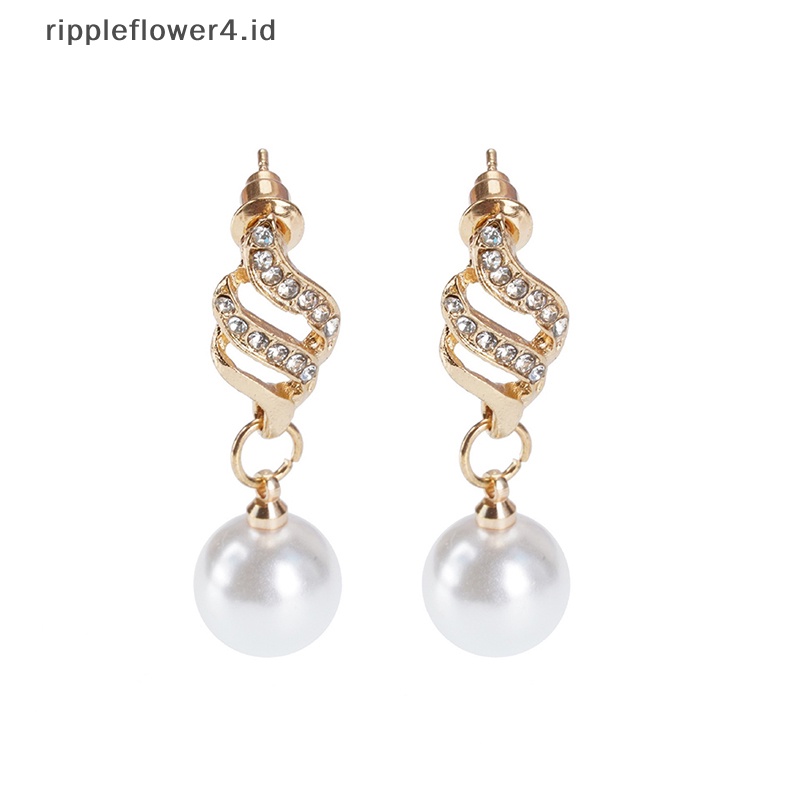 {rippleflower4.id} 3pcs/set Mutiara Imitasi Liontin Kalung Anting Set Wanita Berlian Imitasi Pernikahan Perjamuan Pesta Perhiasan Set Aksesoris Hadiah~