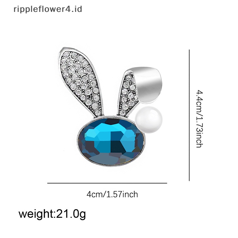 {rippleflower4.id} Bros Kelinci Berlian Imitasi Lucu Musim Dingin Fashion Hewan Pin Zodiak Aksesoris Dekorasi Tahun Baru High Quality~