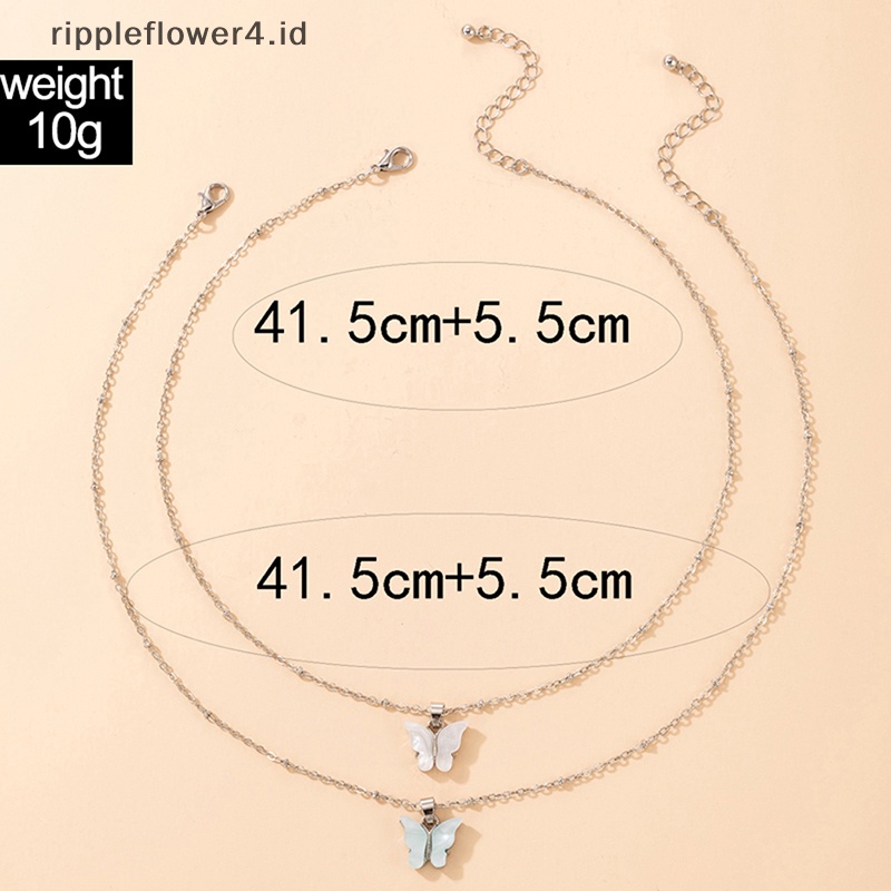 {rippleflower4.id} Kalung Liontin Kupu-Kupu Boho Acrylic Drop Earrings Set Perhiasan~