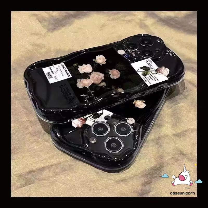 Untuk Realme C53 C35 C55 C31 5i 9i 5s 5 7i 6i C11 C25 C33 C30 C15 C25s C21Y C25Y C12 C21 C17 C2 C20 C3 C20A Cat Minyakin Retro Rose Simple Label Floral Lembut 3D Bergelombang Curved Edge Case