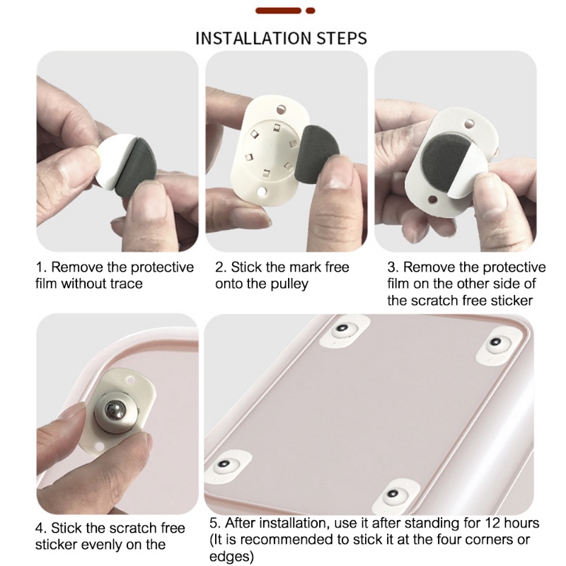 4pcs Roller Perekat Diri Bebas Pukulan Untuk Furniture/ Roda Pemutar Pulley Universal/ Roda Caster Putar Roller Untuk Lemari Skate Kotak