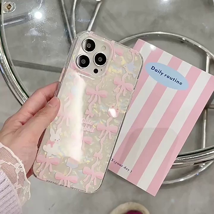 Ins Gaya Cocok Untuk iPhone 14 Pro Max iPhone Phone Case Double-layer Dicetak Pola Busur Kompatibel Dengan Iphone13 13pro 13prm iPhone 11 11pro 14plus 12Pro Max Shockproof TPU Phone Case