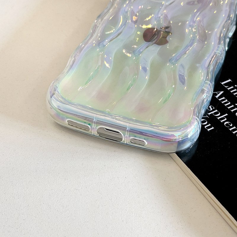 Shine Colorful Clear Water Wave Soft TPU Case iP iPhone 12 13 14 Pro Max 11 Girl Woman New FTD Casing Apple