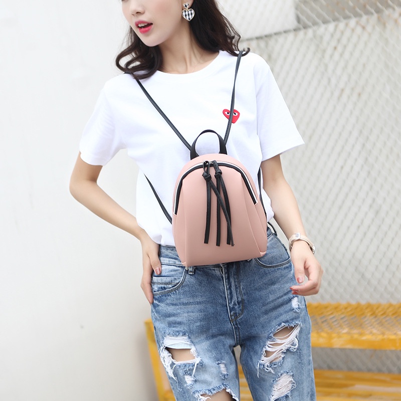 Tas Ransel Wanita Gaya Korea Rumbai Tali Ganda Ransel Wanita Kasual Korea Trend A36