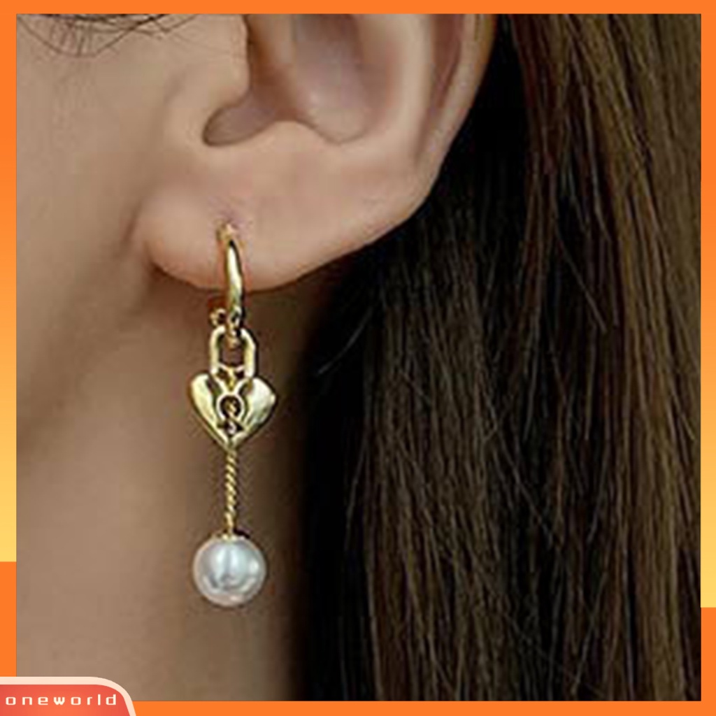 [WOD] 1pasang Anting Menjuntai Menawan Pengerjaan Halus Alloy Indah Bentuk Hati Ear Rings Drop Untuk Wanita