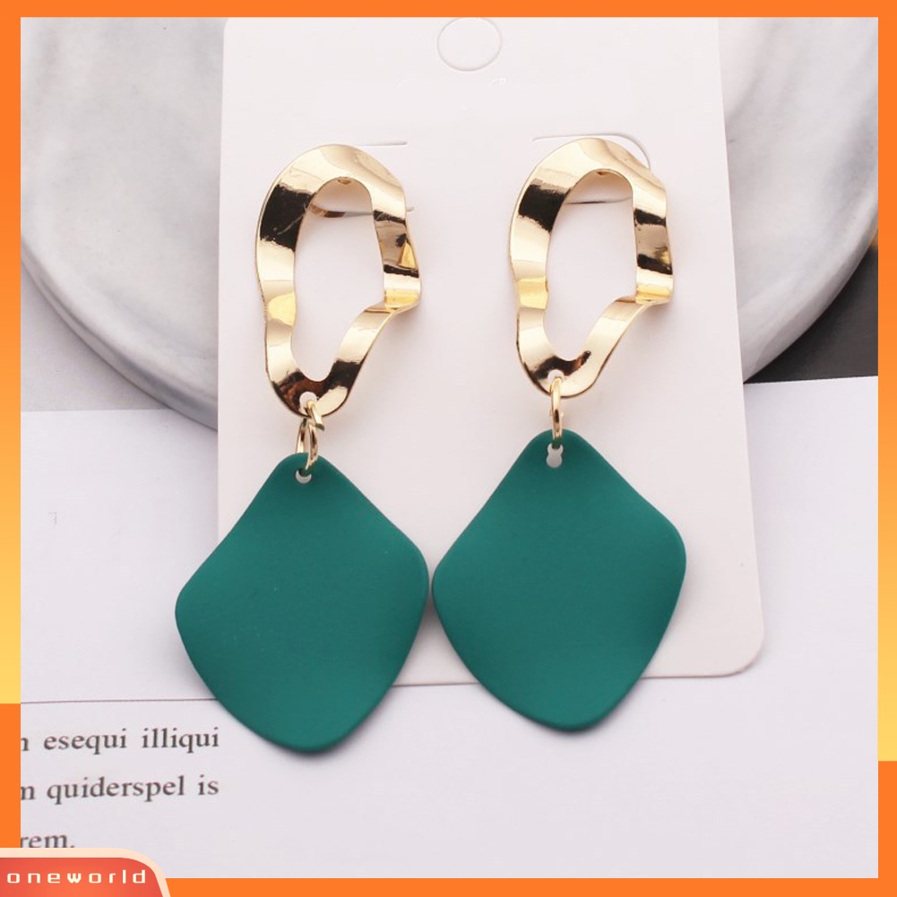 [WOD] 2pasang Wanita Fashion Geometris Square Drop Stud Earrings Pesta Perhiasan Hadiah