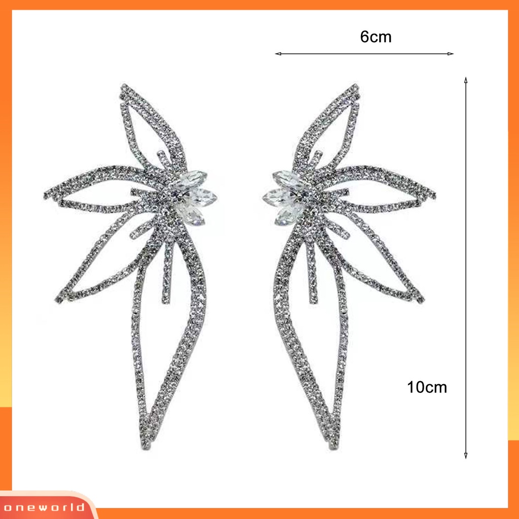 [WOD] 1pasang Berlian Imitasi Bersinar Piercing Stud Earrings Berlebihan Bentuk Bunga Lady Earrings Perhiasan Aksesoris