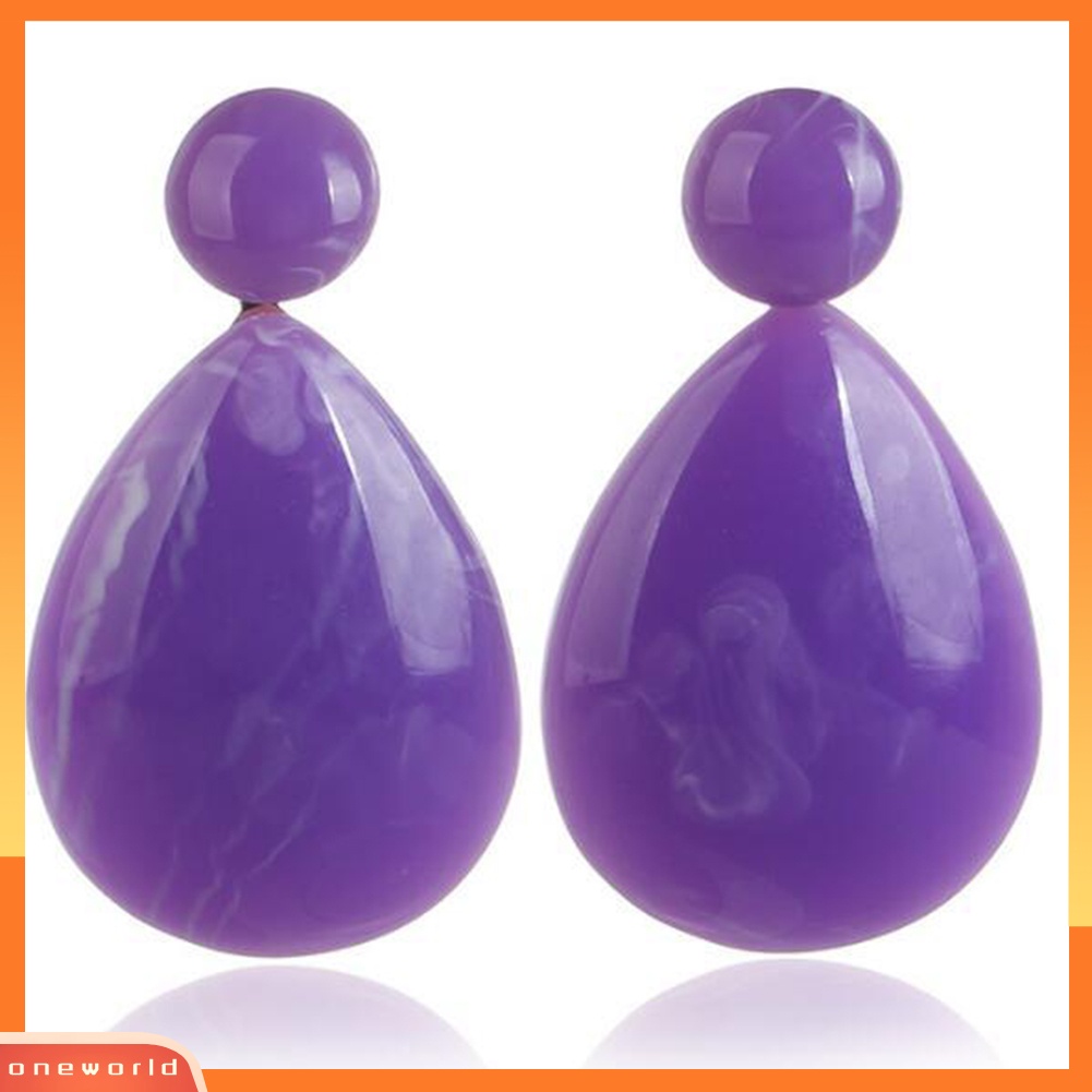 [WOD] Fashion Sederhana Wanita Resin Water Drop Statement Menjuntai Stud Earrings Perhiasan