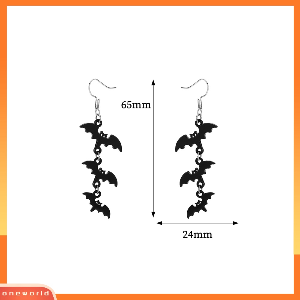 [WOD] Anting Kait Eardrop Kelelawar Modis Halloween Dekorasi Wanita Perhiasan Aksesoris