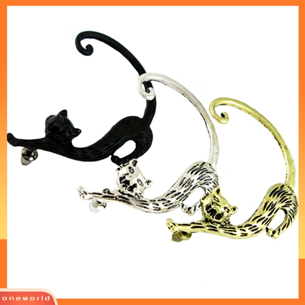 [WOD] Vintage Enchanting Kitten Ear Hook Earrings Aksesoris Perhiasan Ekor Kucing Stereo